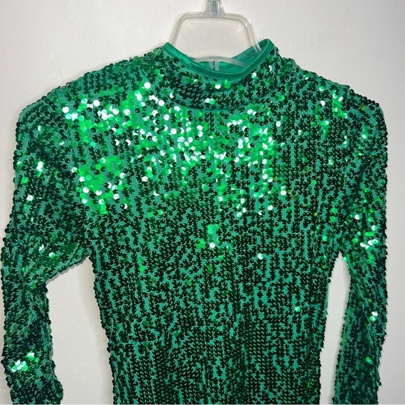 Balera Ultra Sparkle Shift Dance Dress Green Sequined Size Small Adult (4-6) - Picture 14 of 16
